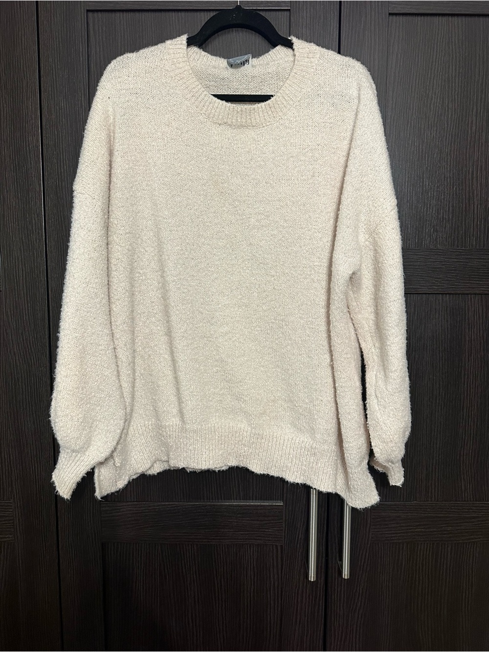 ARULA Cream Bouclé Crewneck Sweater